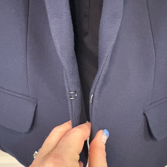 Express Navy Cropped Blazer Jacket Women’s 14 Hook & Eye Stretch Soft Pockets - Picture 5 of 15